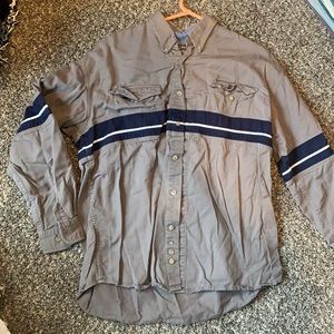 Heavy duty long sleeve button down shirt. Minor damage!